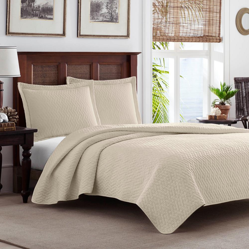 UPC 883893684928 product image for Tommy Bahama Solid Raffia 3-Piece Beige Cotton Full/Queen Quilt Set | upcitemdb.com