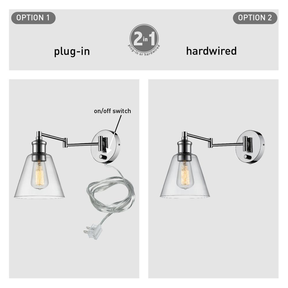 Globe Electric Leclair 1 Light Chrome Swing Arm Wall Sconce 65704 The Home Depot