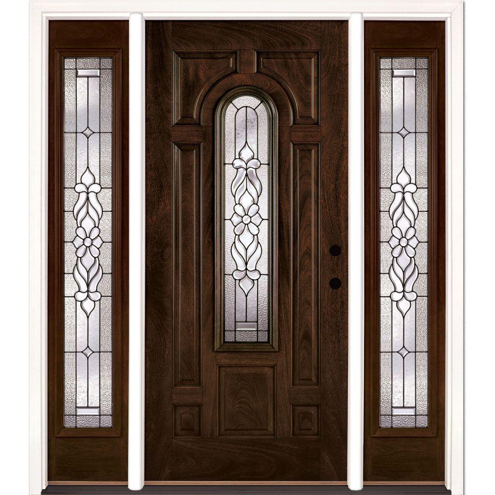 Left Hand Inswing Chestnut Single Door With Sidelites