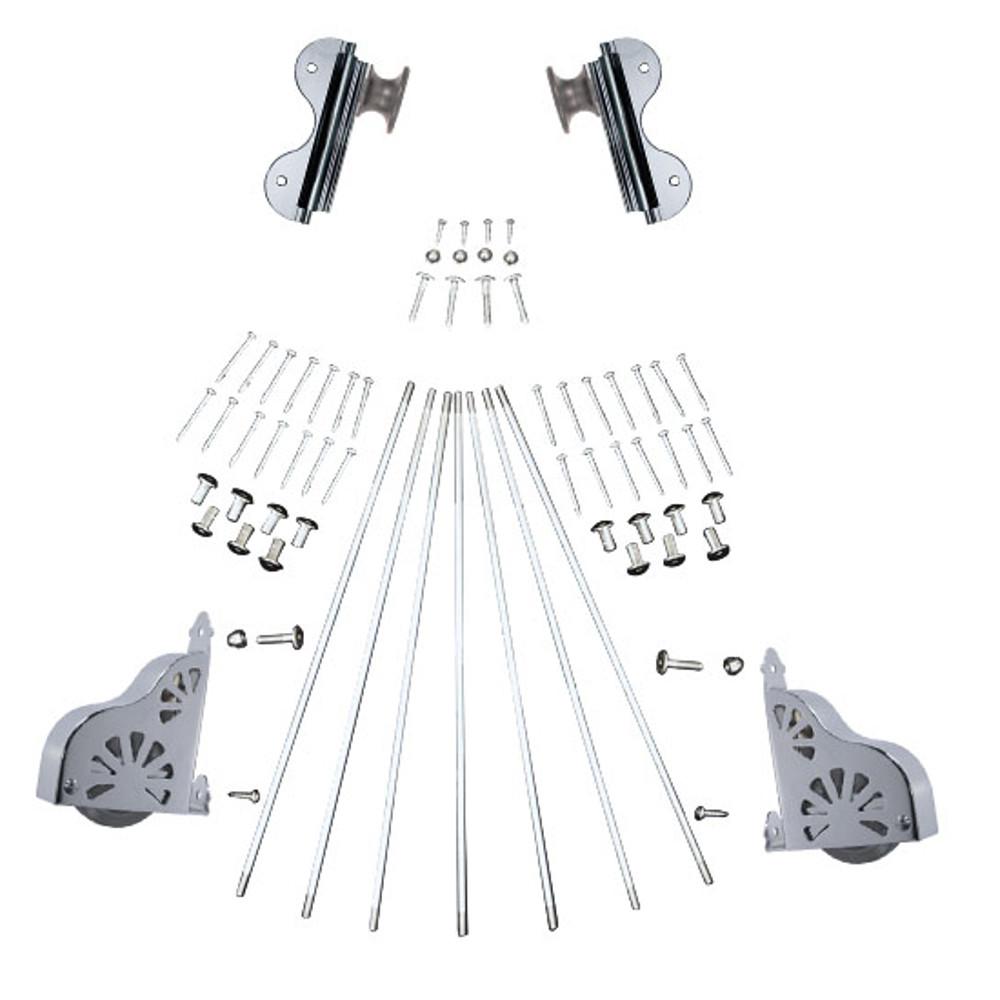 Quiet Glide Chrome Braking Rolling Hook Ladder Hardware Kit by Quiet Glide