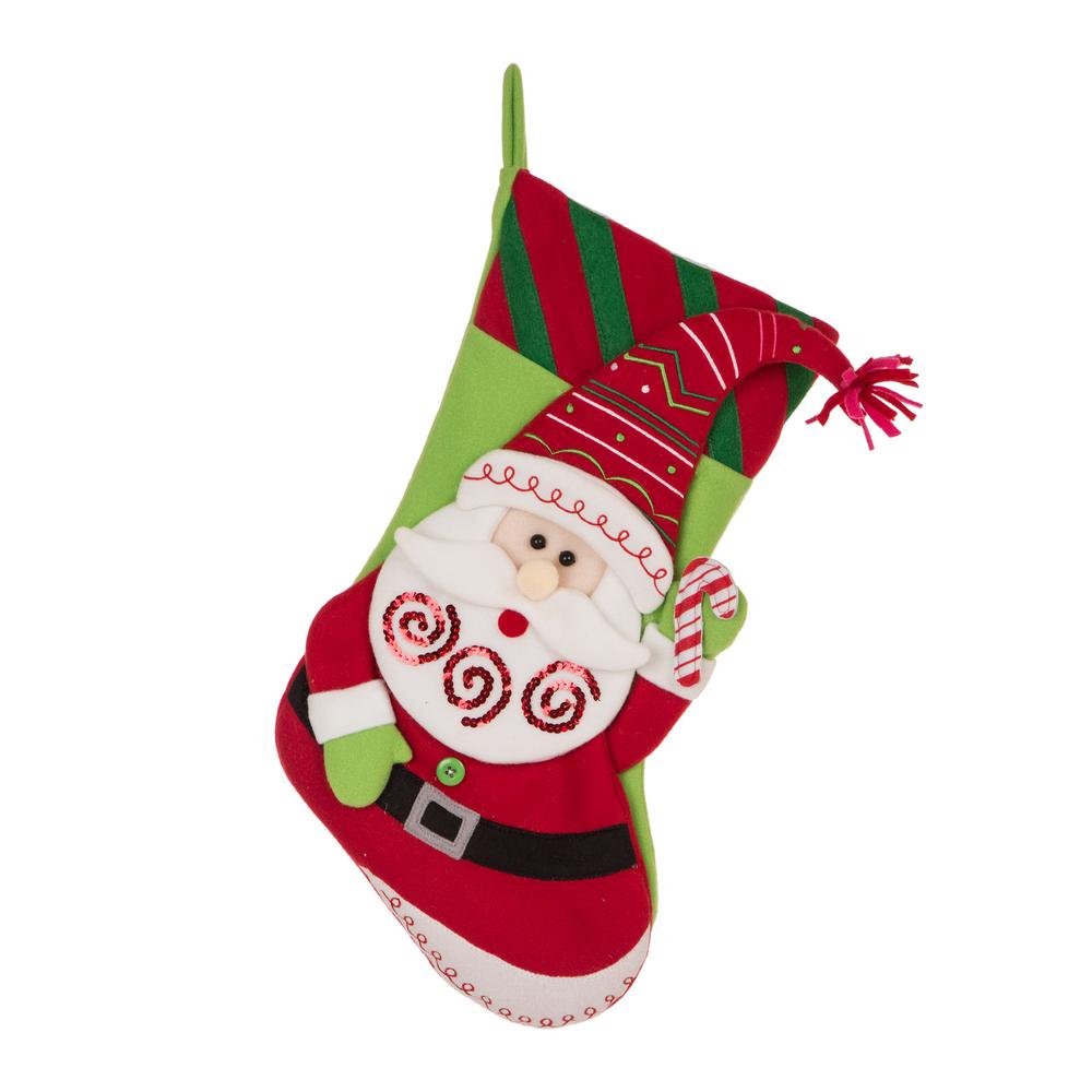 Glitzhome 21 in. L 3D Felt Christmas Stocking - Santa-1113203063 - The ...