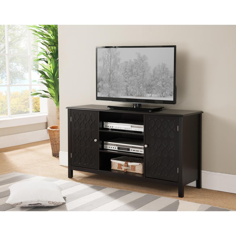 Home Garden Kings Brand Black Finish Wood Tv Stand Entertainment