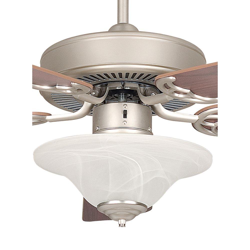 52 Inch Ceiling Fan Glass Shade Light Kit Fixture Indoor Pull Chain Satin Nickel eBay