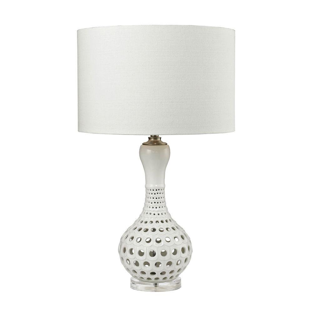 Titan Lighting Open Work 33 In Gloss White Ceramic Table Lamp Tn Titan Lighting Open Work 33 In Gloss White Ceramic Table Lamp