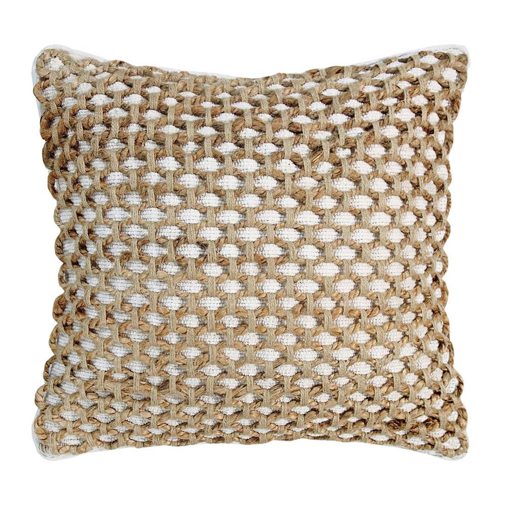 Boho Living Jada Geometric White 20 In X 20 In Braided Jute Decorative Throw Pillow Ymo006946 The Home Depot
