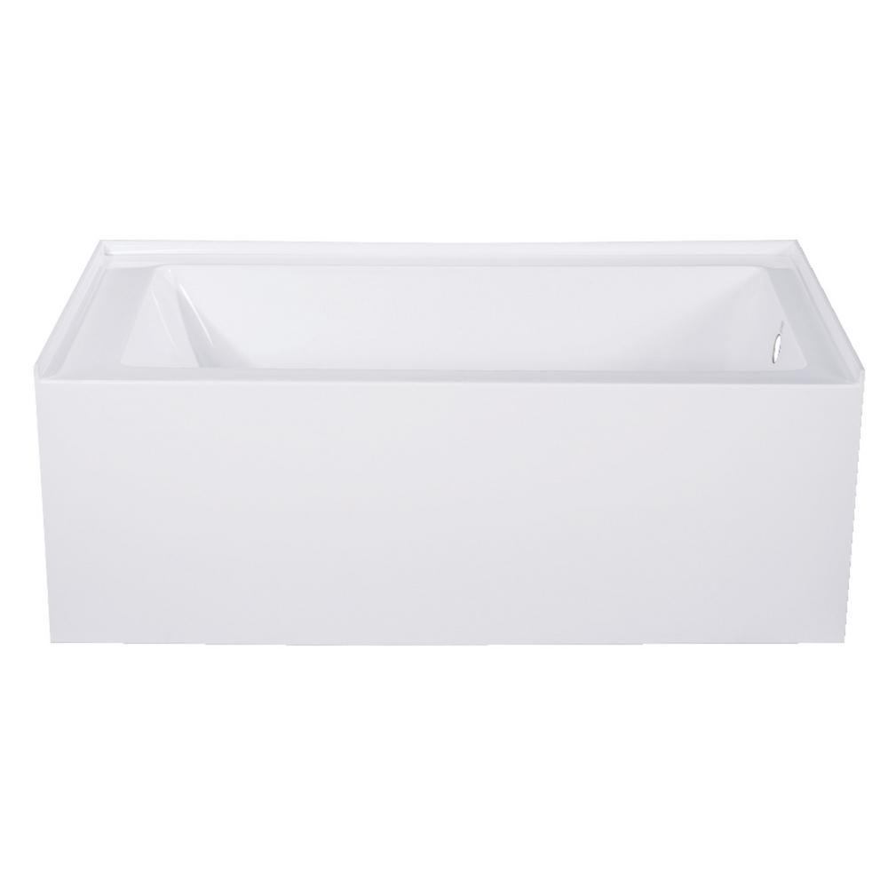 Aqua Eden Jenny 54 In Acrylic Right Hand Drain Rectangular Alcove Bathtub In White