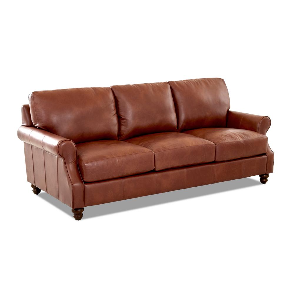 Avenue 405 Winston Leather Down Blend Oversized Sofa In Chestnut
