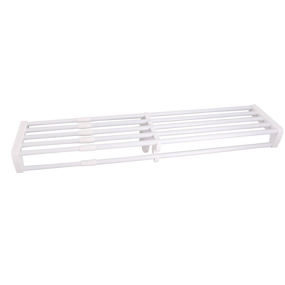 Expandable Closet Rod and Shelf Units with 1 End Bracket Finish White