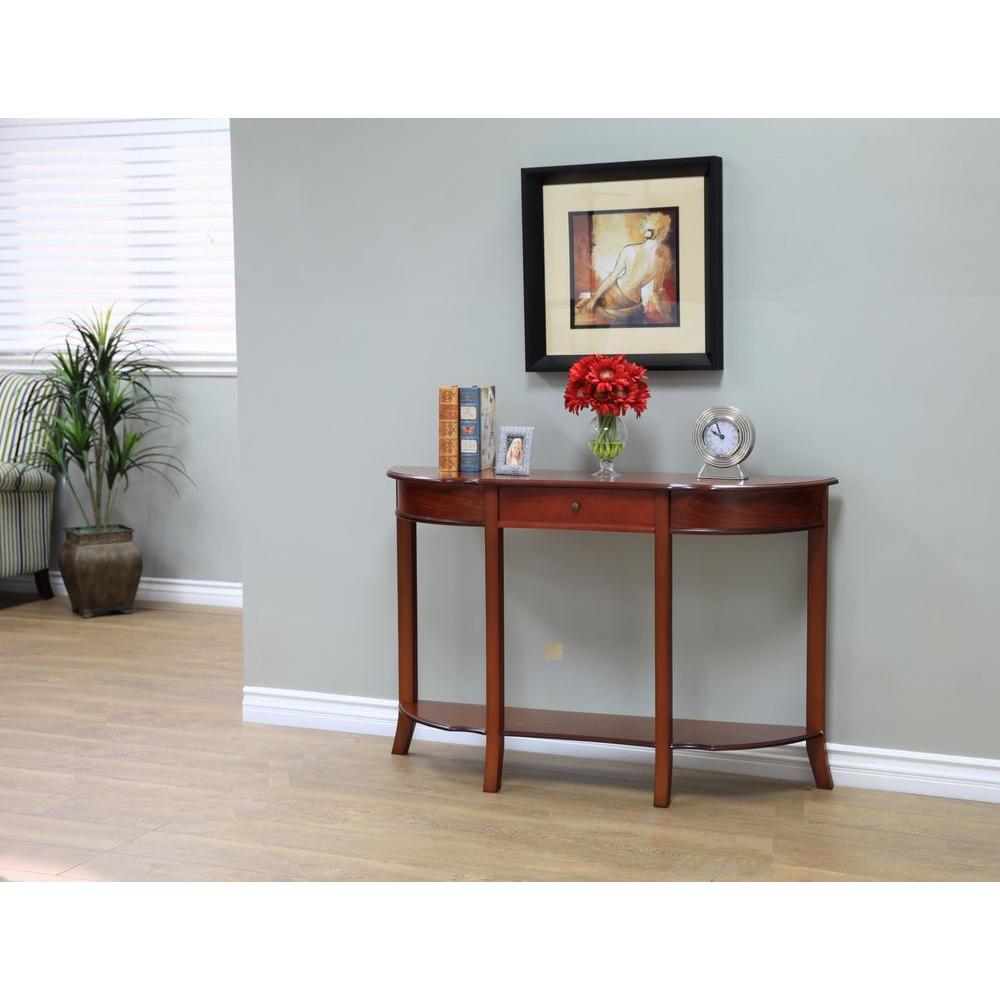 Megahome Walnut Storage Console Table Mh157 The Home Depot