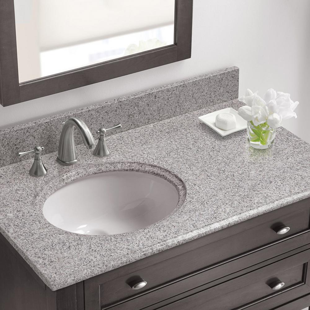 Cahaba 37 In W X 22 In D Granite Vanity Top In Napoli With White Offset Left Bowl Cavt0147 The Home Depot