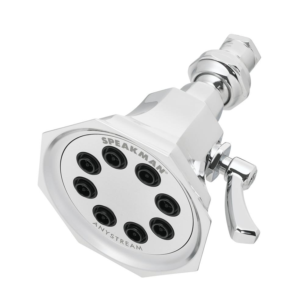Speakman 3 Spray 4 1 In Single Wall Mount Low Flow Fixed Adjustable Shower Head In Polished Chrome S 3019 E2 The Home Depot