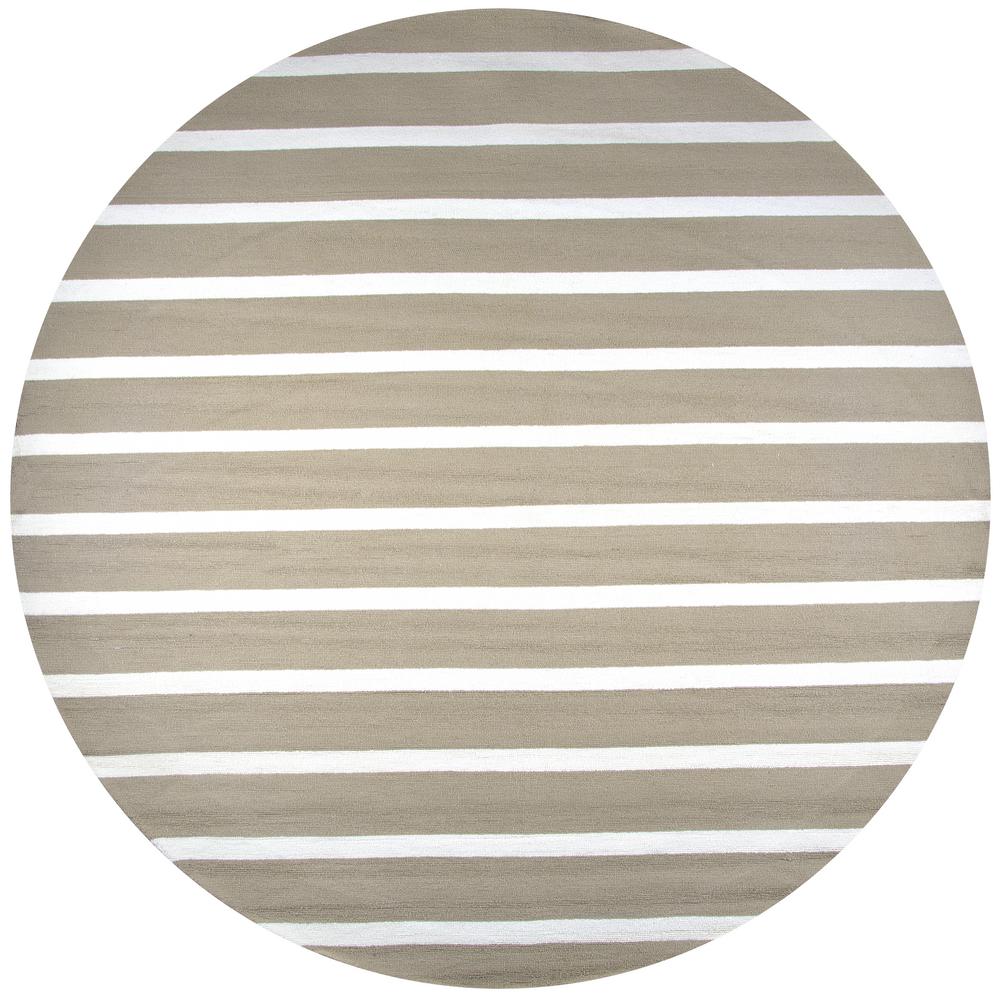 Rizzy Home Azzura Hill Taupe Striped 8 ft. x 8 ft. Round Outdoor Area