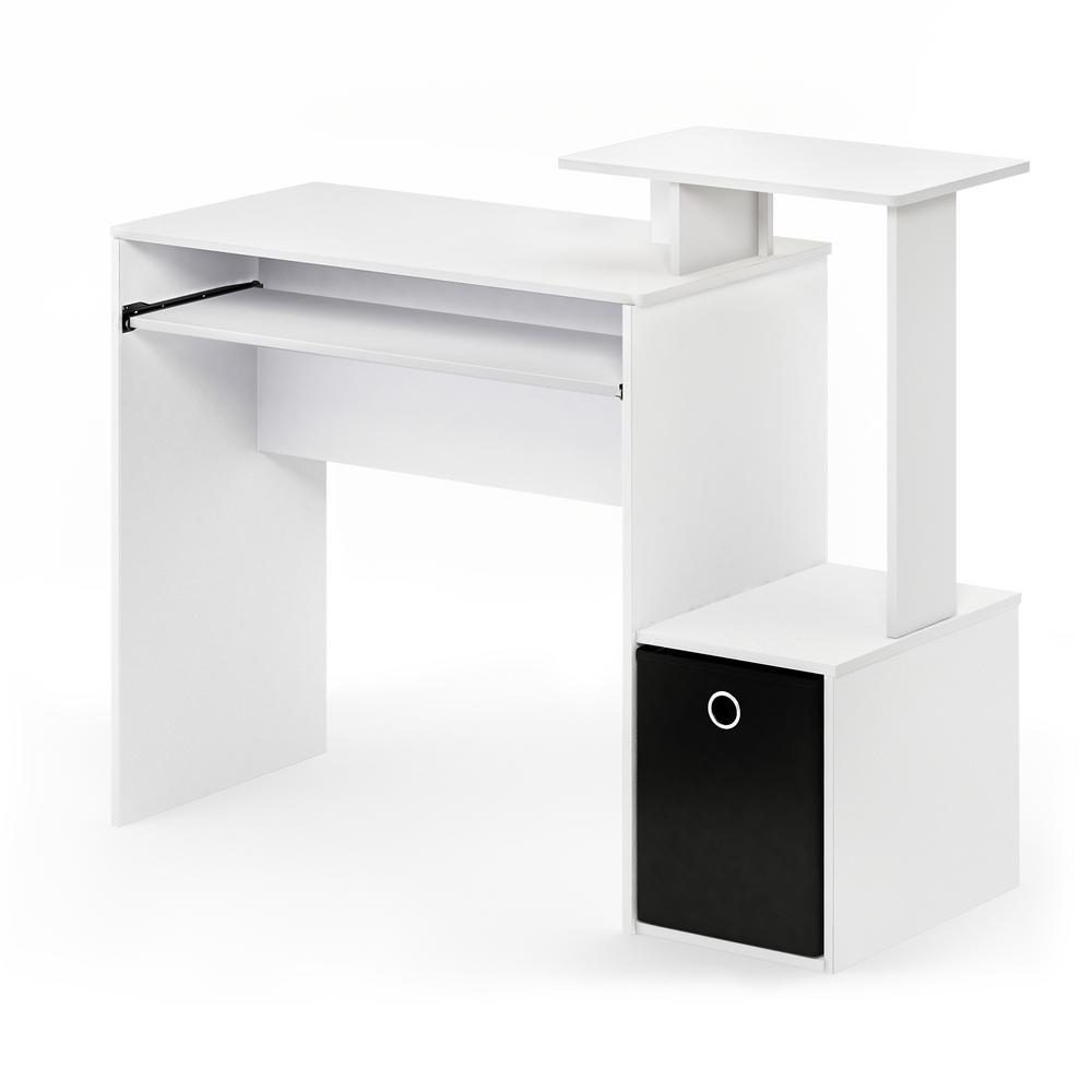 Furinno 39 4 In White Black Rectangular 1 Drawer Computer Desk