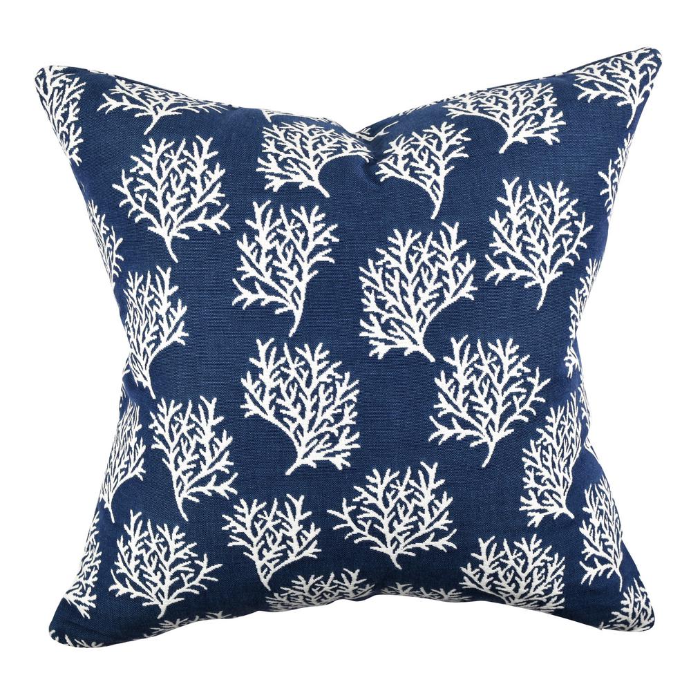Vesper Lane Coral Reef Blue Floral 18 In X 18 In Throw Pillow