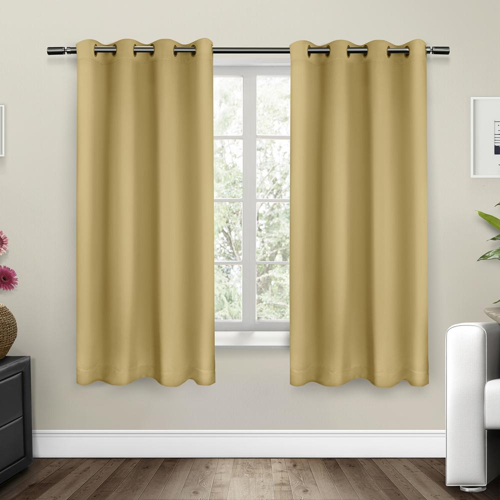 Sateen 52 in. W x 63 in. L Woven Blackout Grommet Top Curtain Panel in ...