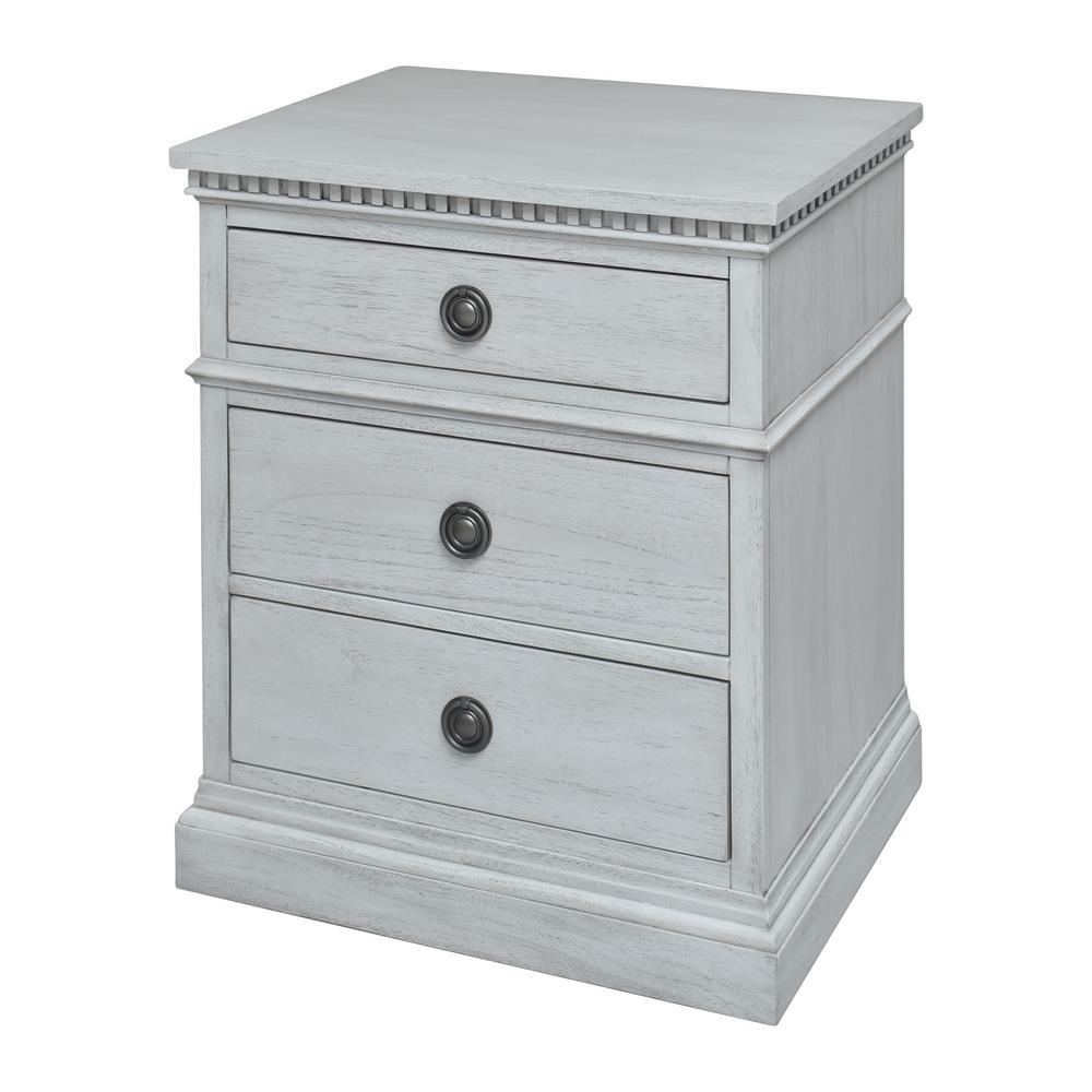 Hopper Studio Troy White 3 Drawer Nightstand 28'' H x 24'' W x 18.2'' D