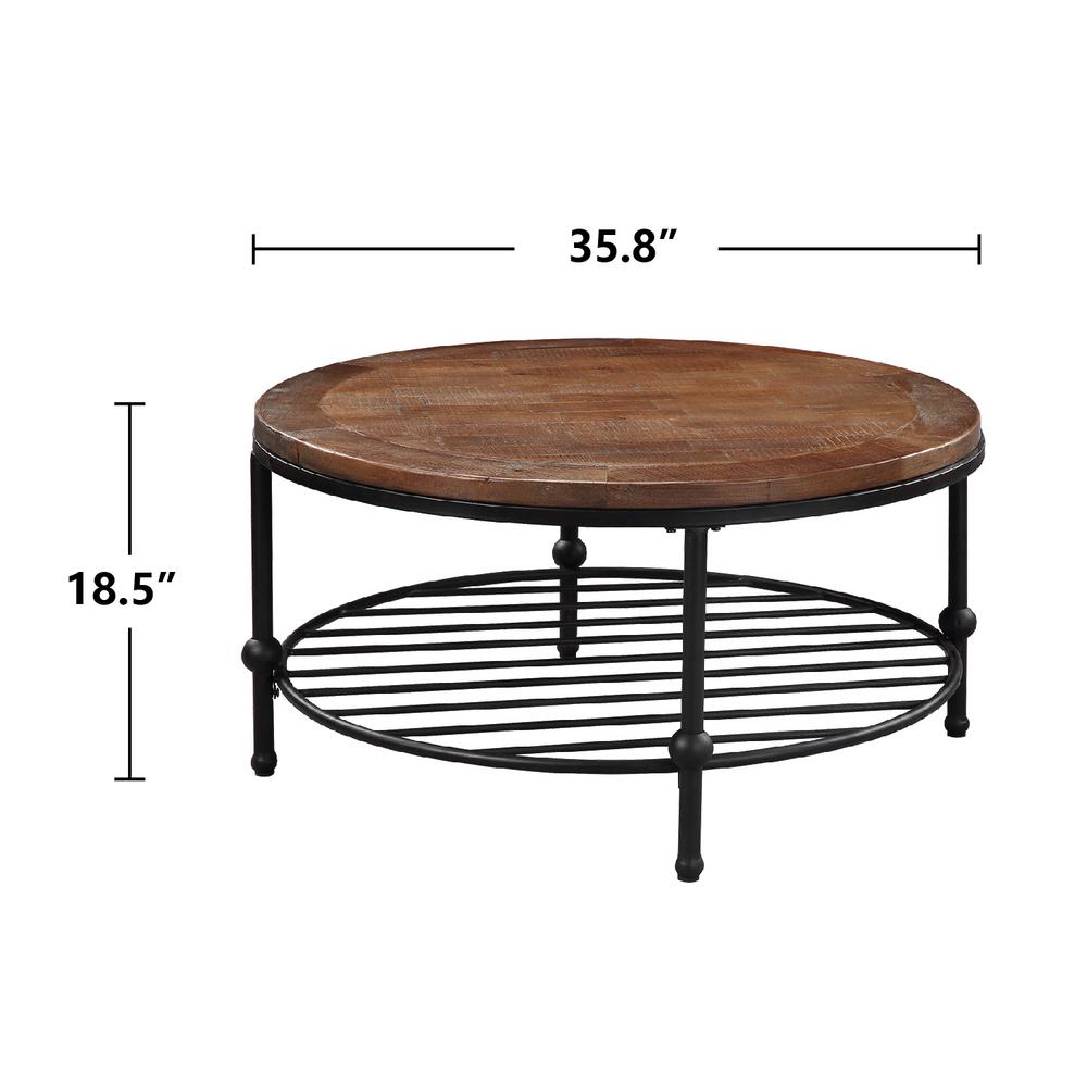 Brown 35 8 In Dia Round Coffee Table With Metal Shelf Brown 35 8 In Dia Round Coffee Table With Metal Shelf