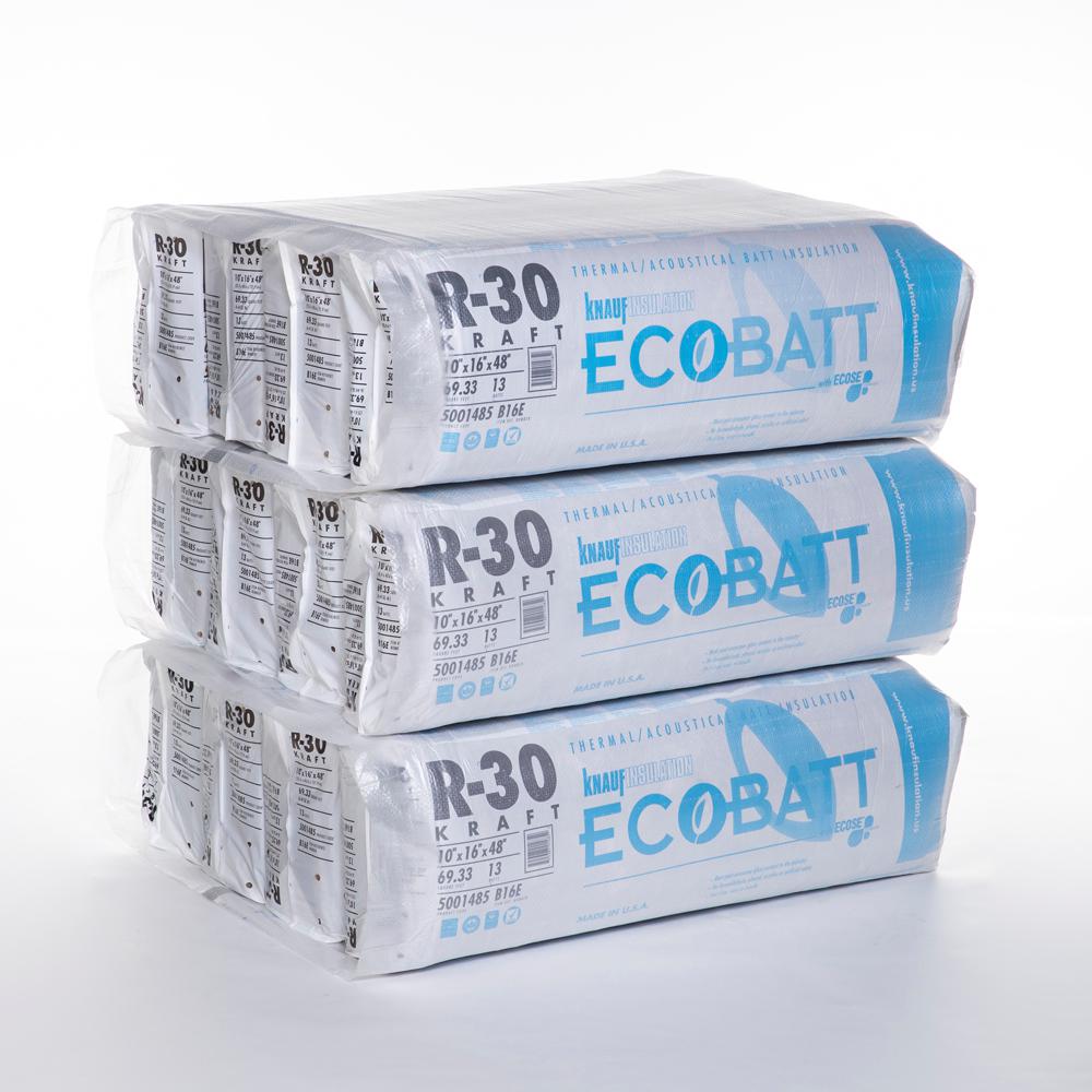 Knauf Insulation R30 EcoBatt Kraft Faced Fiberglass Insulation Batt 16 in. x 48 in. (12Bags