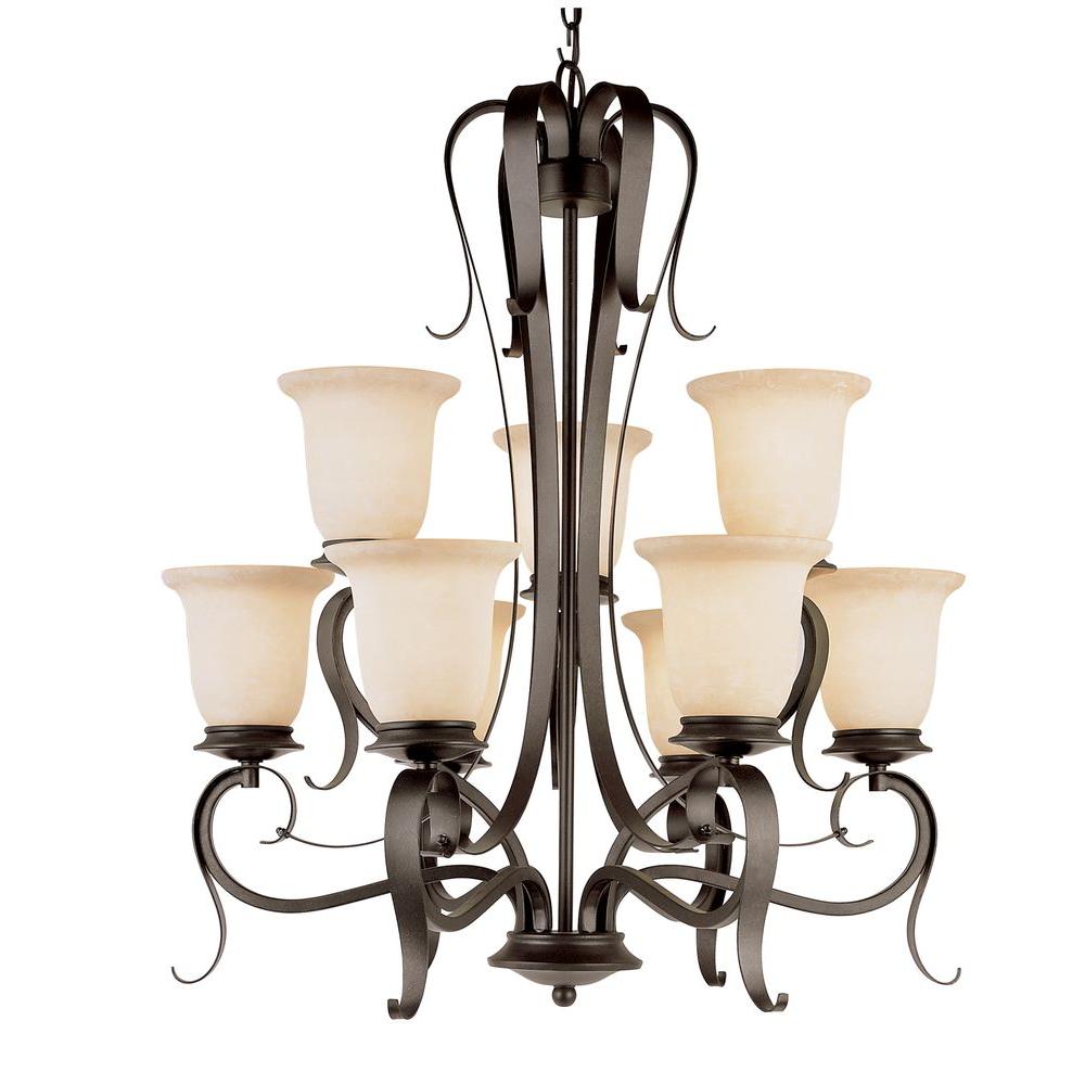 Bel Air Lighting 9 Light Black Chandelier With Champagne Frost Shade Bel Air Lighting 9 Light Black Chandelier With Champagne Frost Shade