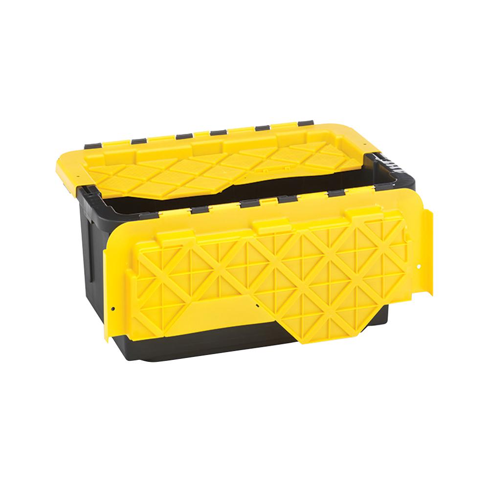 Durabilt 15 Gal Flip Lid Storage Box In Black Yellow 6 Pack Durabilt 15 Gal Flip Lid Storage Box In Black Yellow 6