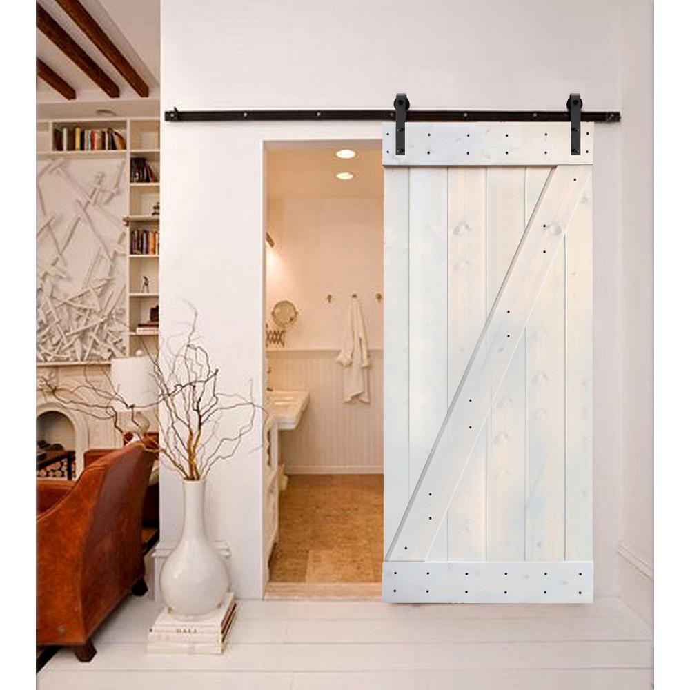 Wellhome 36 In X 84 In Z Series Diy Light Grey Finished Knotty Pine Wood Interior Barn Door