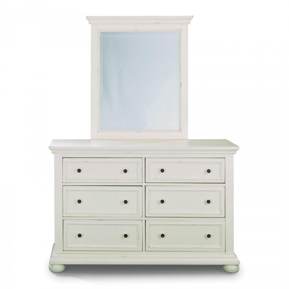 Home Styles Dover 6 Drawer White Dresser With Mirror 5427 74