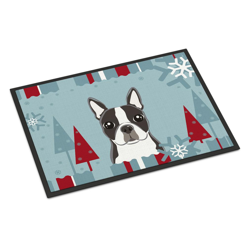 Caroline S Treasures 18 In X 27 In Indoor Outdoor Winter Holiday Boston Terrier Door Mat