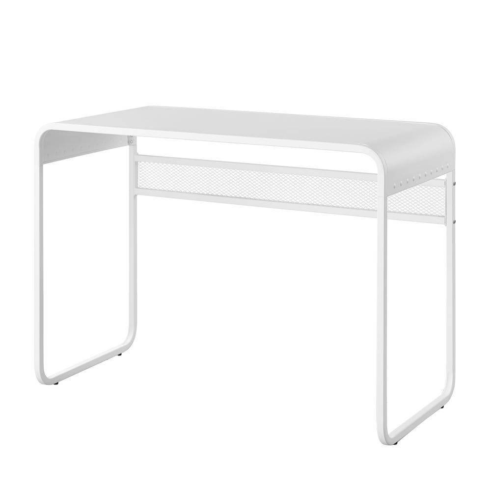 Walker Edison Furniture Company 42 In Matte White Metal Desk With 42 In Matte White Metal Desk With Curved Top