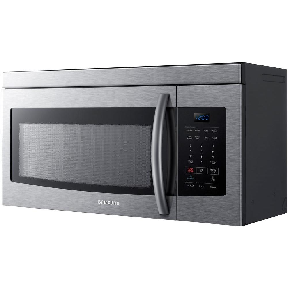 samsung 1 6 cu ft over the range microwave in stainless steel me16k3000as home depot august grove collette kitchen island set