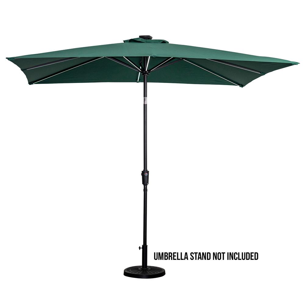 Sunray 9 Ft X 7 Ft Market Rectangular Next Gen Solar Lighted Patio Umbrella In Hunter Green 841054 The Home Depot