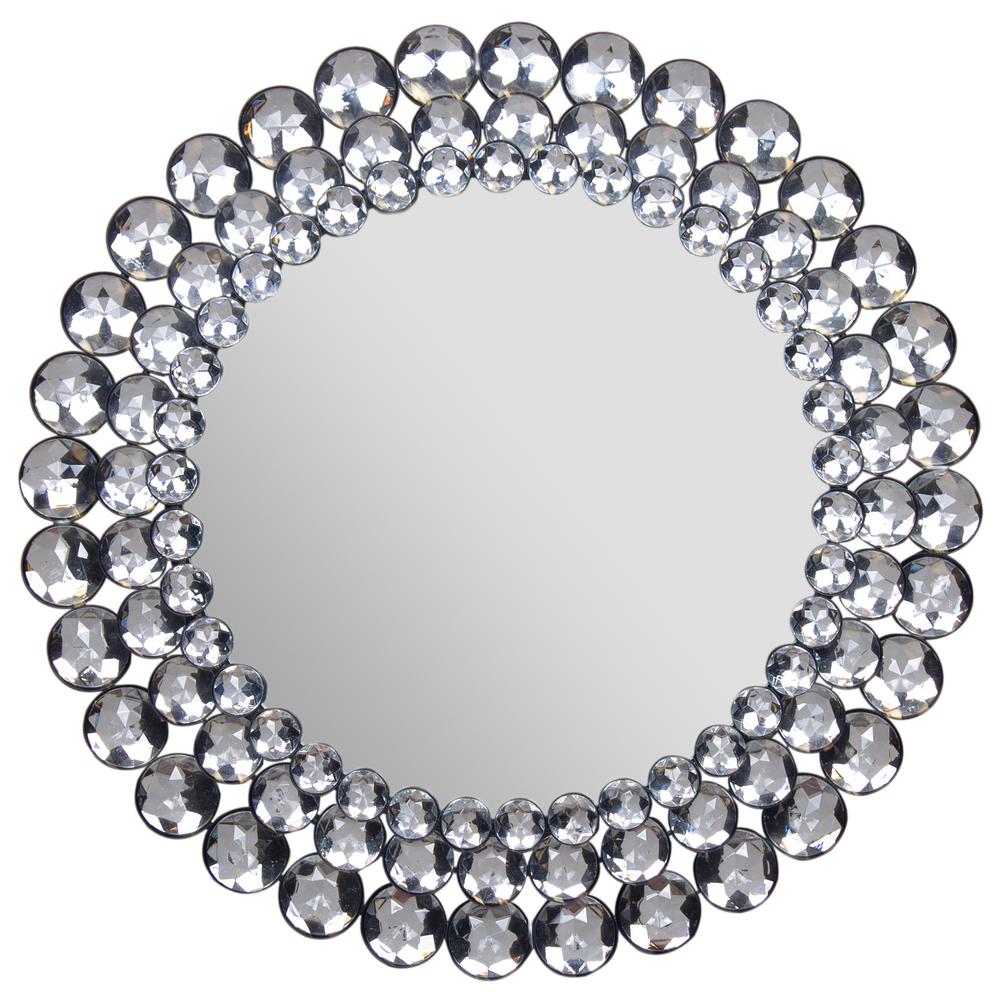 Pinnacle Jeweled Round Silver Decorative Mirror 18FP1410E The Home Depot