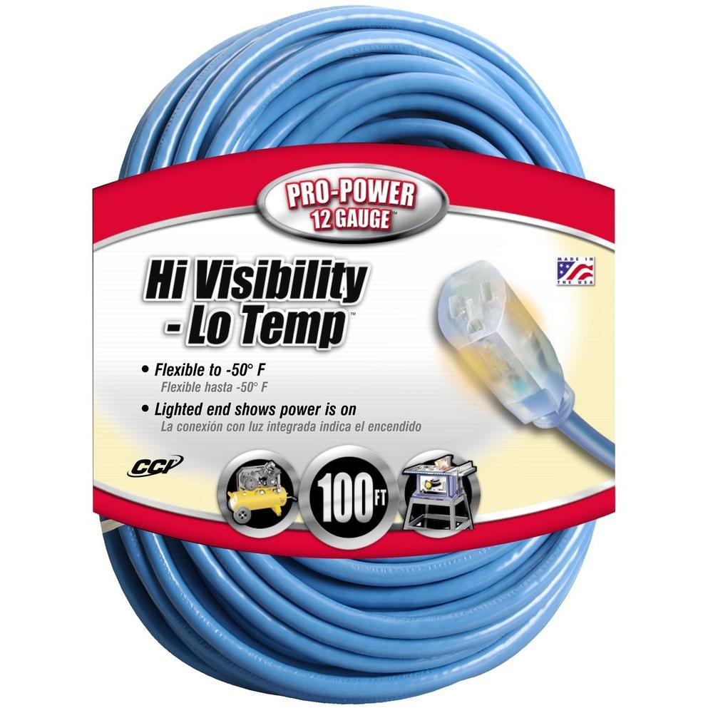 Southwire 100 ft. 12/3 SJTW HiVisibility/LowTemp Outdoor HeavyDuty