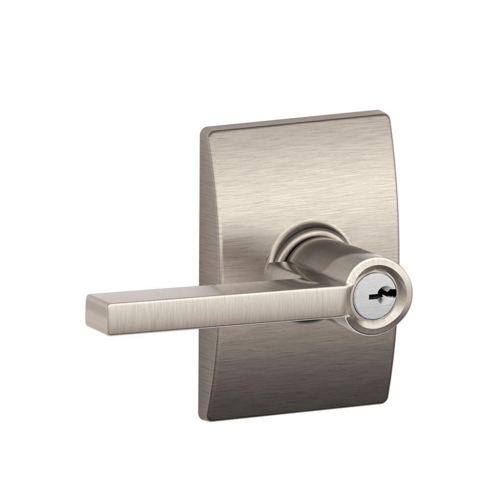 Schlage Latitude Satin Nickel Keyed Entry Door Lever With Century Trim F51 V Lat 619 Cen The 5426