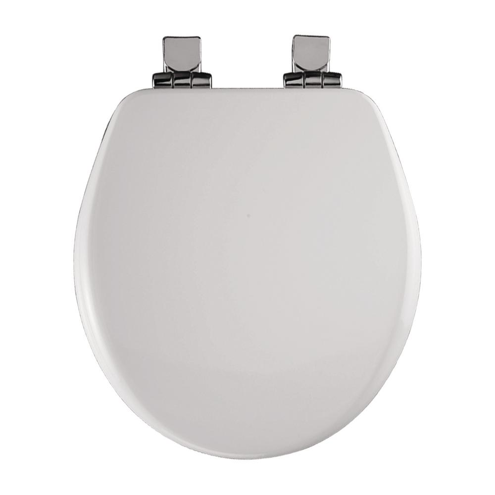 cushioned toilet seat with chrome hinges