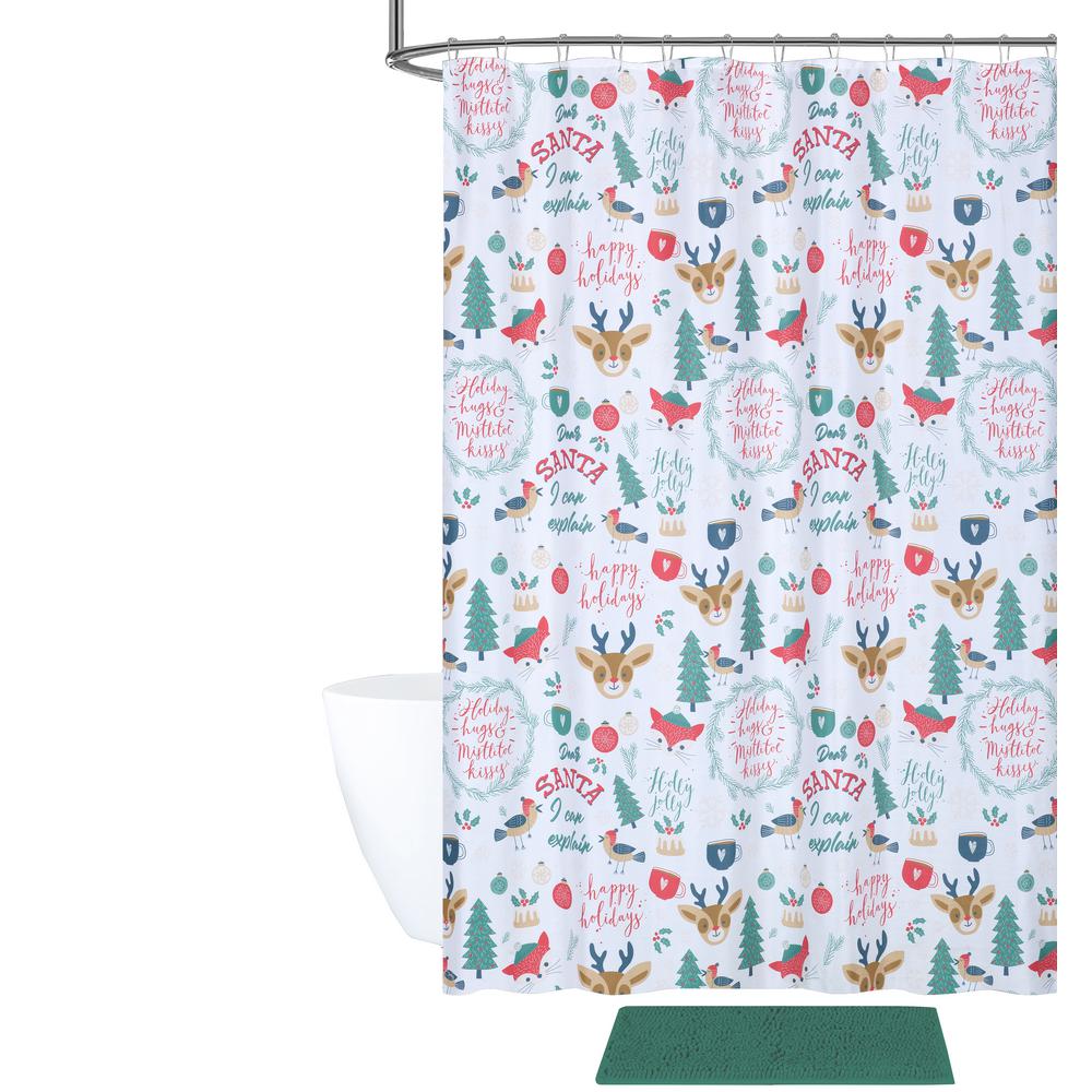 Holly Jolly Christmas Shower Curtain And Bath Rug Set 14 Piece Internet 307420179 Holly Jolly Christmas Shower Curtain And Bath Rug Set