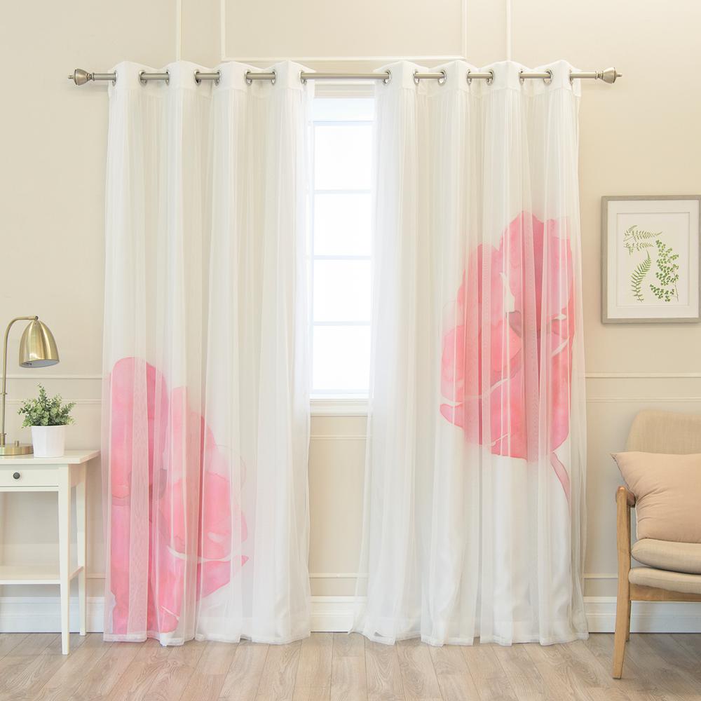 Best Home Fashion 84 In L Umixm White Tulle And Faux Silk Magenta