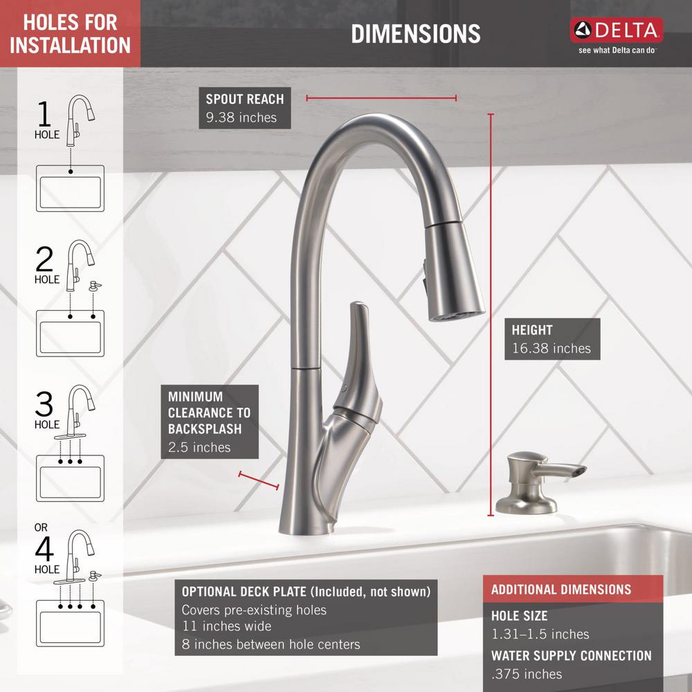 Single Handle Pull Down Kitchen Faucet 19791l Spsd Dst Delta Faucet