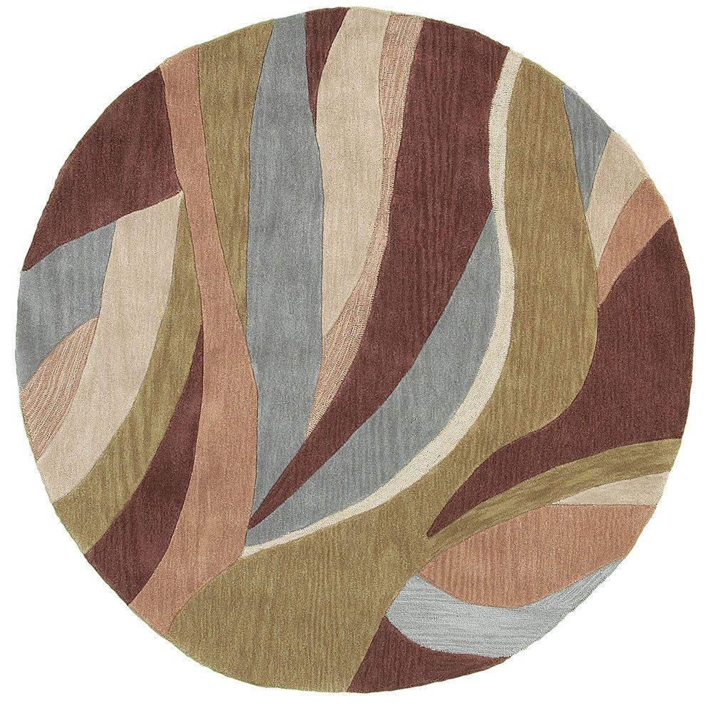 LR Resources Fashion Blue/Brown 8 ft. x 8 ft. Luxurious Round Indoor