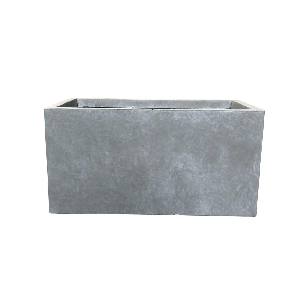 15" Kante Lightweight Modern Outdoor Long Low Concrete Rectangular Planter Slate Gray - Rosemead Home & Garden, Inc.