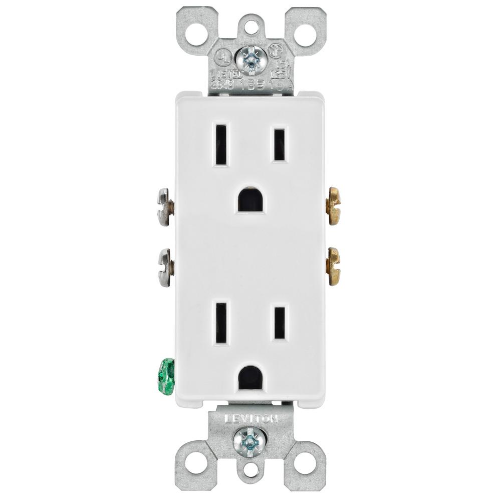 Leviton Decora 15 Amp Duplex Outlet, White-R52-05325-0WS - The Home Depot