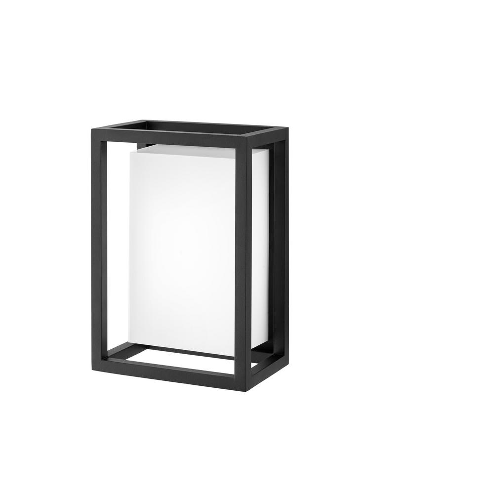 Home Decorators Collection Abbey 9.5 in. 1-Light Sand Black LED Outdoor Wall Mount Lantern