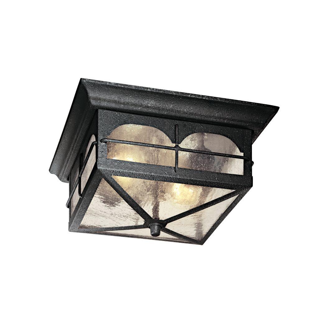 Hampton Bay 2 Light Aged Iron Outdoor Flush Mount Hb7045 292 The Hampton Bay 2 Light Aged Iron Outdoor