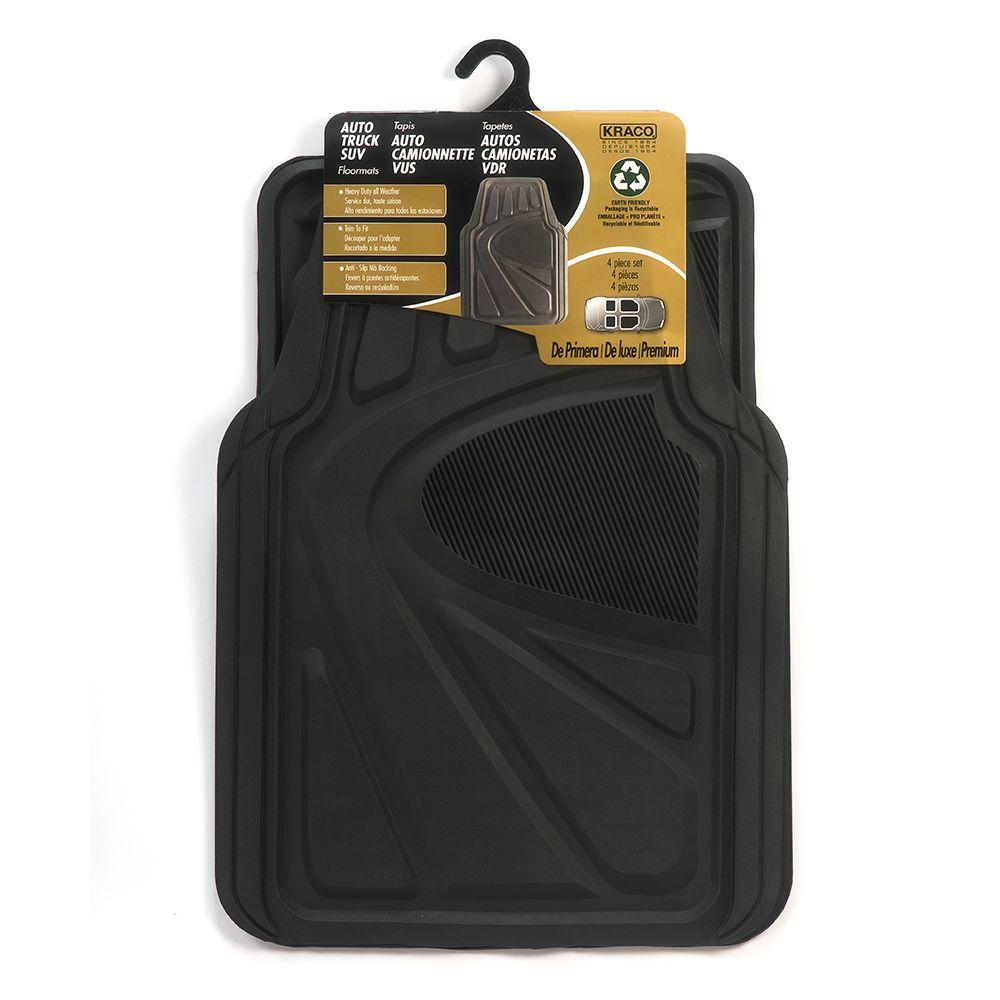 Kraco Black Trimmable Rubber Floor Mat Set (4Piece)R5704A72 The