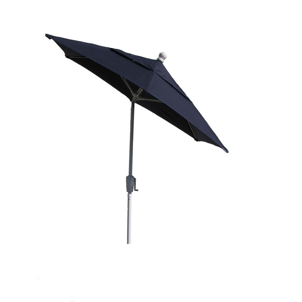 Fiberbuilt Umbrellas 7 5 Ft White Pole Tilt Terrace Patio Umbrella In Navy Blue 7tcrw T Nb The Home Depot