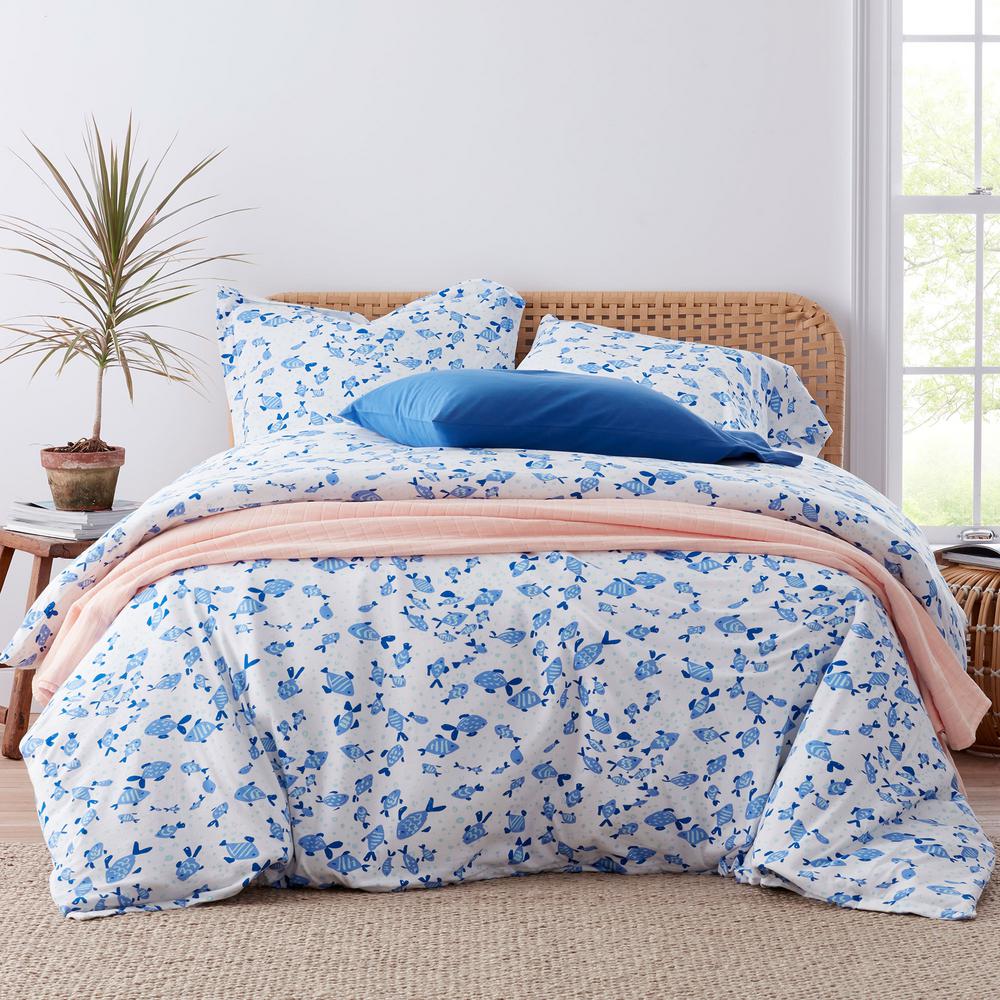 The Company Go Fish Jersey Knit King Duvet Cover
