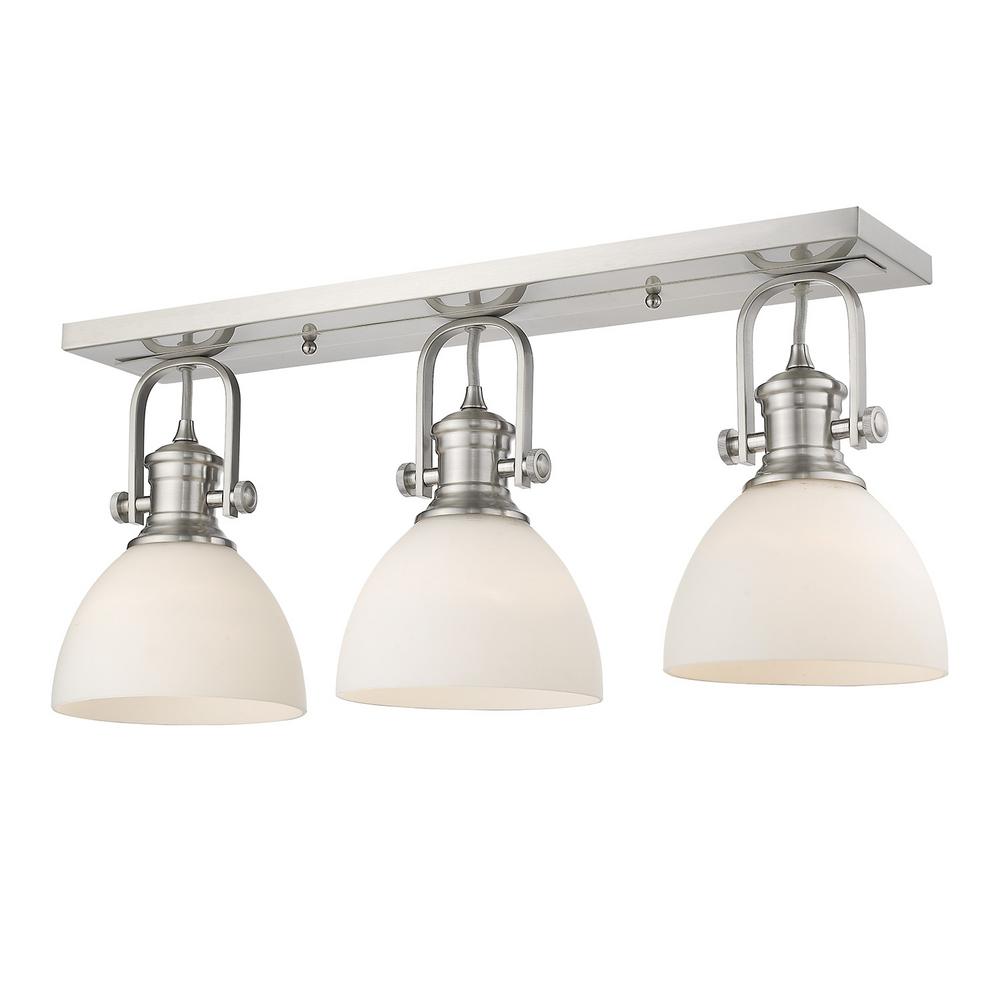 Golden Lighting Hines 25.13 in. 3Light Pewter with Opal Glass Semi