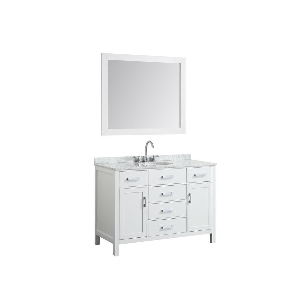 BEAUMONT DECOR Hampton 49 in. Bath Vanity in White with Marble Vanity Top in Carrara White with