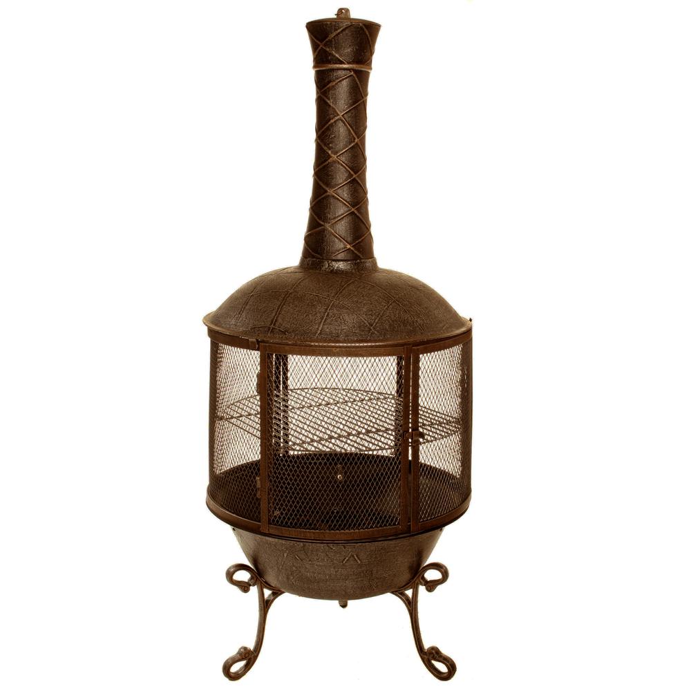 62 inch Heavy Duty Tower Feast Chimenea with 360° View BBQ Grill Log Grate...