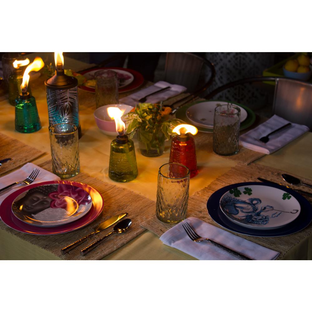 tiki glass tabletop torch