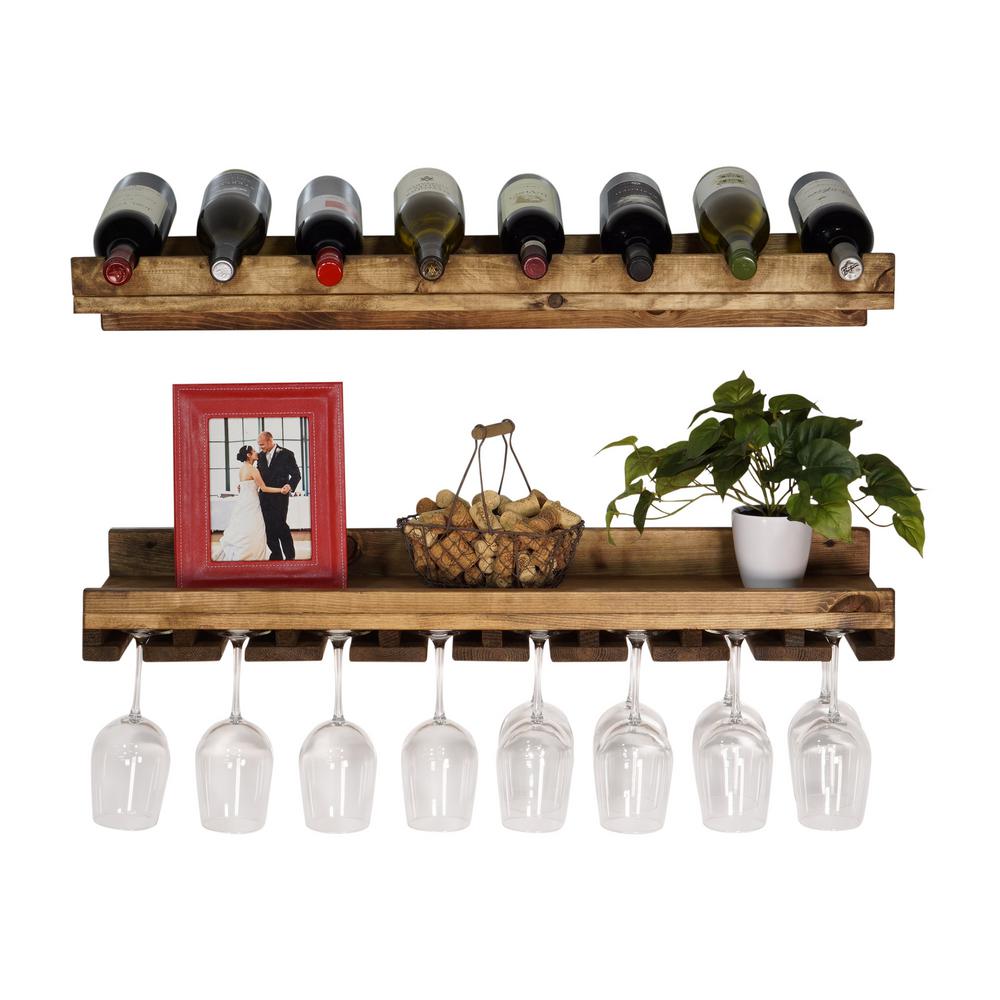 Del Hutson Designs Rustic Luxe 8Bottle Dark Walnut Wood Wall Mounted